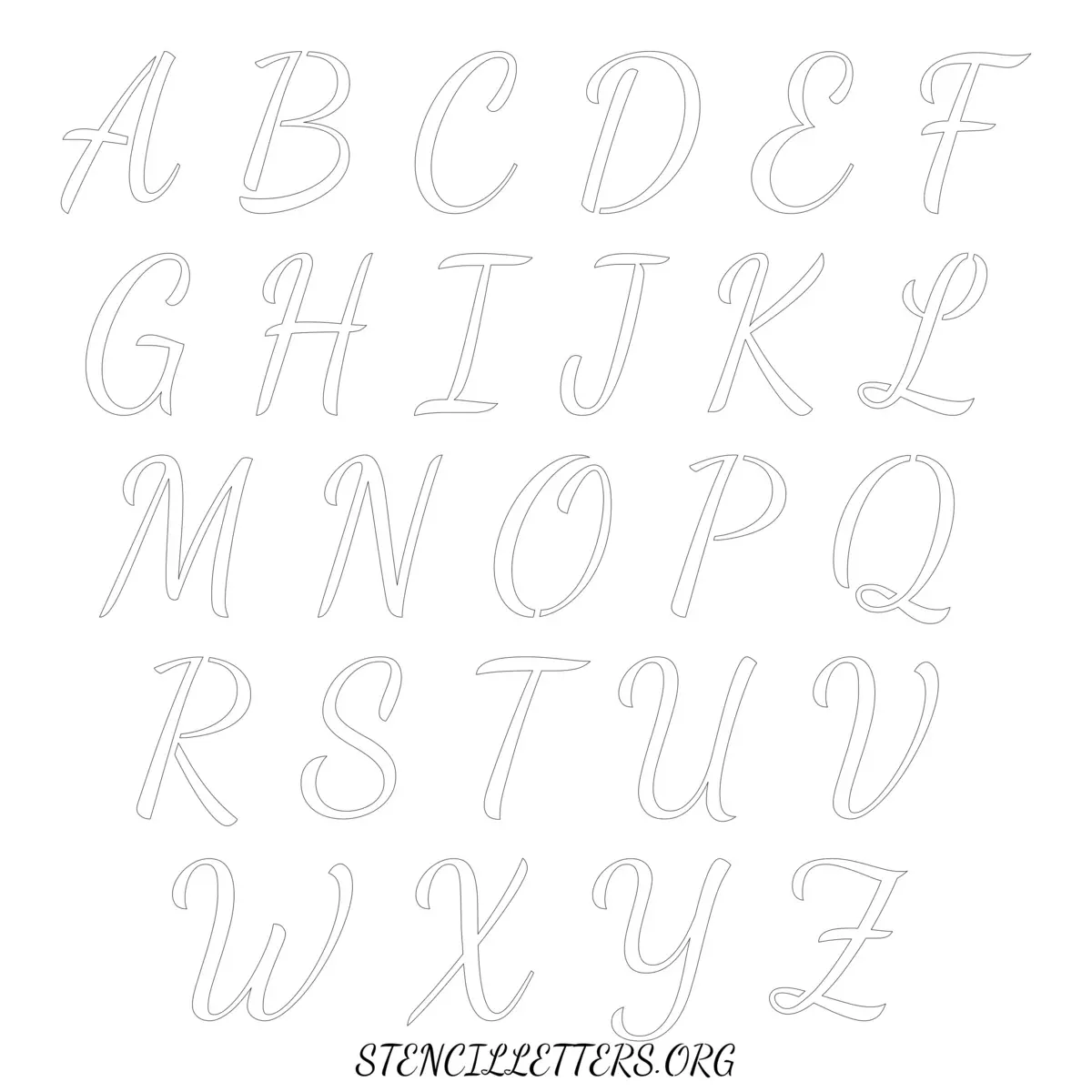 Free Printable Uppercase Letter Stencils Design Style 133 Cursive
