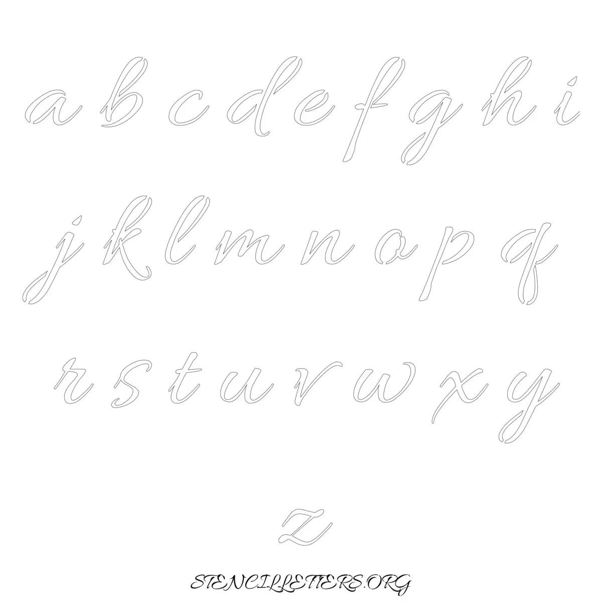 Free Printable Lowercase Letter Stencils Design Style 135 Cursive