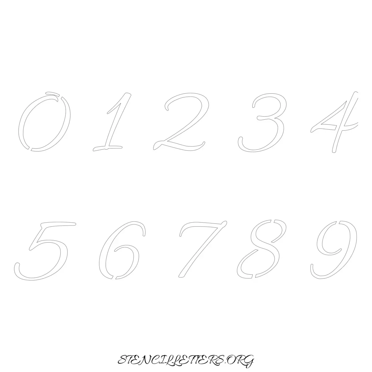 Free Printable Numbers Stencils Design Style 135 Cursive