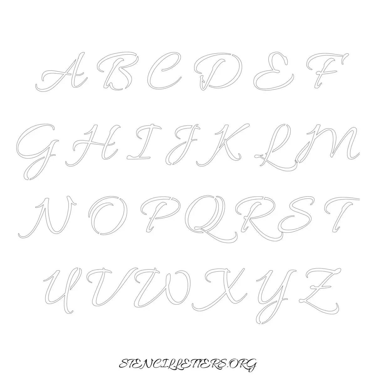 Free Printable Uppercase Letter Stencils Design Style 135 Cursive