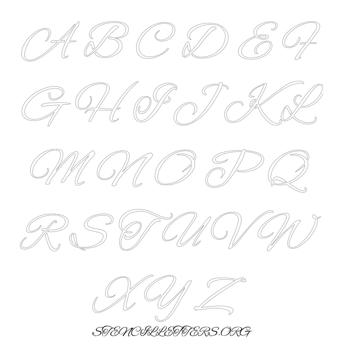 Free Printable Uppercase Letter Stencils Design Style 136 Cursive