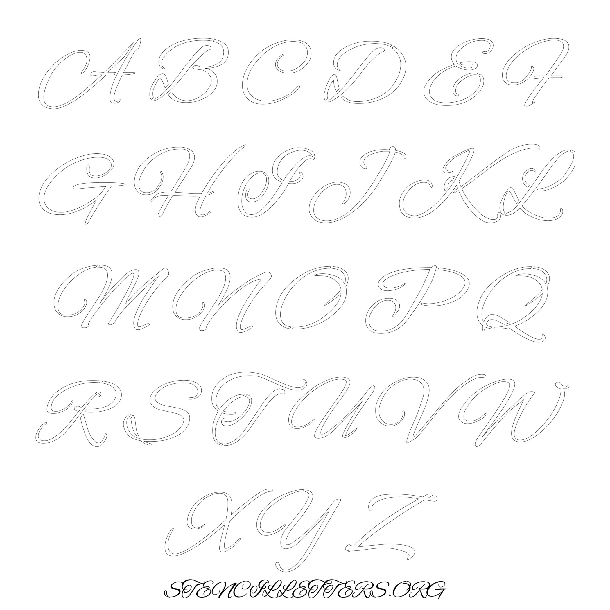 Free Printable Uppercase Letter Stencils Design Style 136 Cursive ...