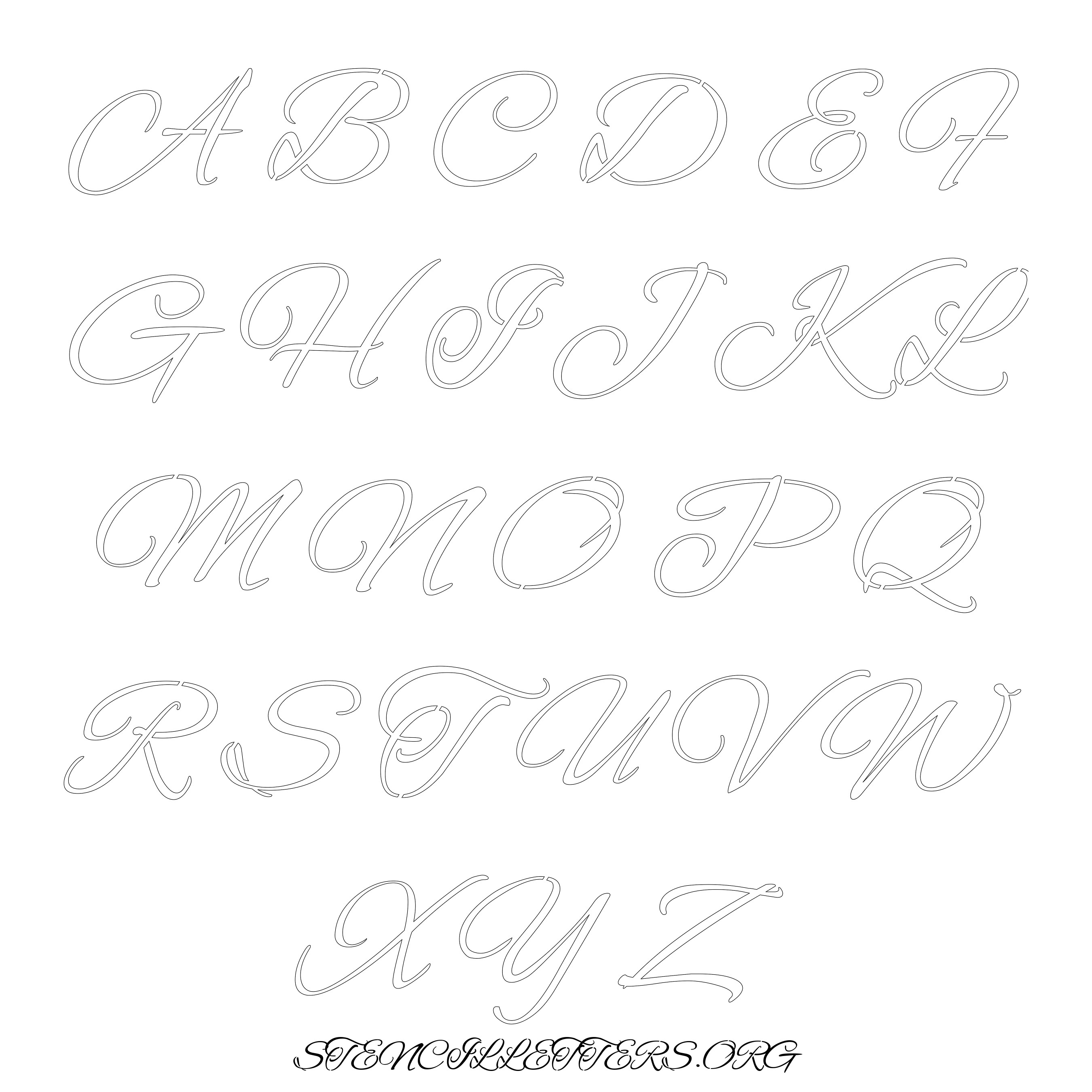 Free Printable Uppercase Letter Stencils Design Style 136 Cursive ...