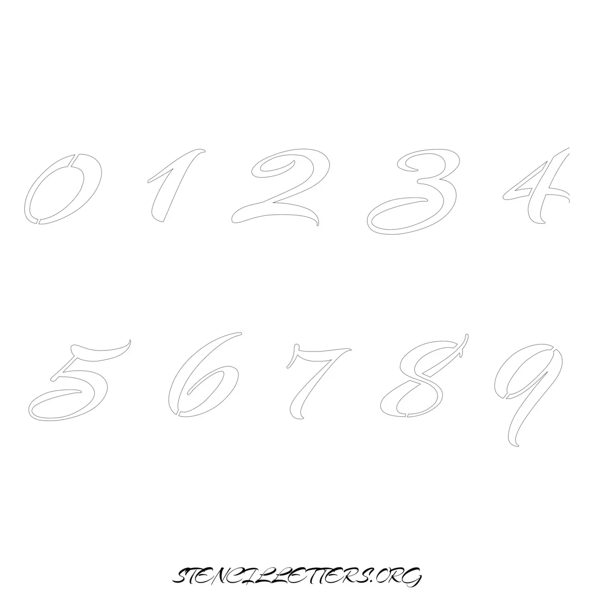 Free Printable Numbers Stencils Design Style 138 Cursive
