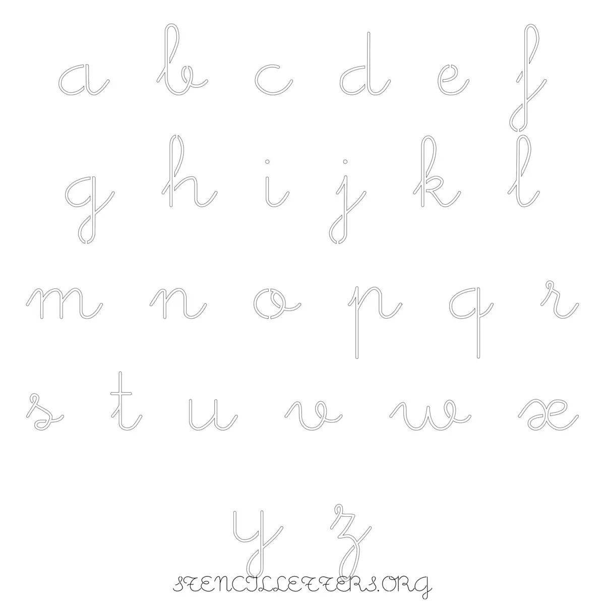 Free Printable Lowercase Letter Stencils Design Style 140 Cursive