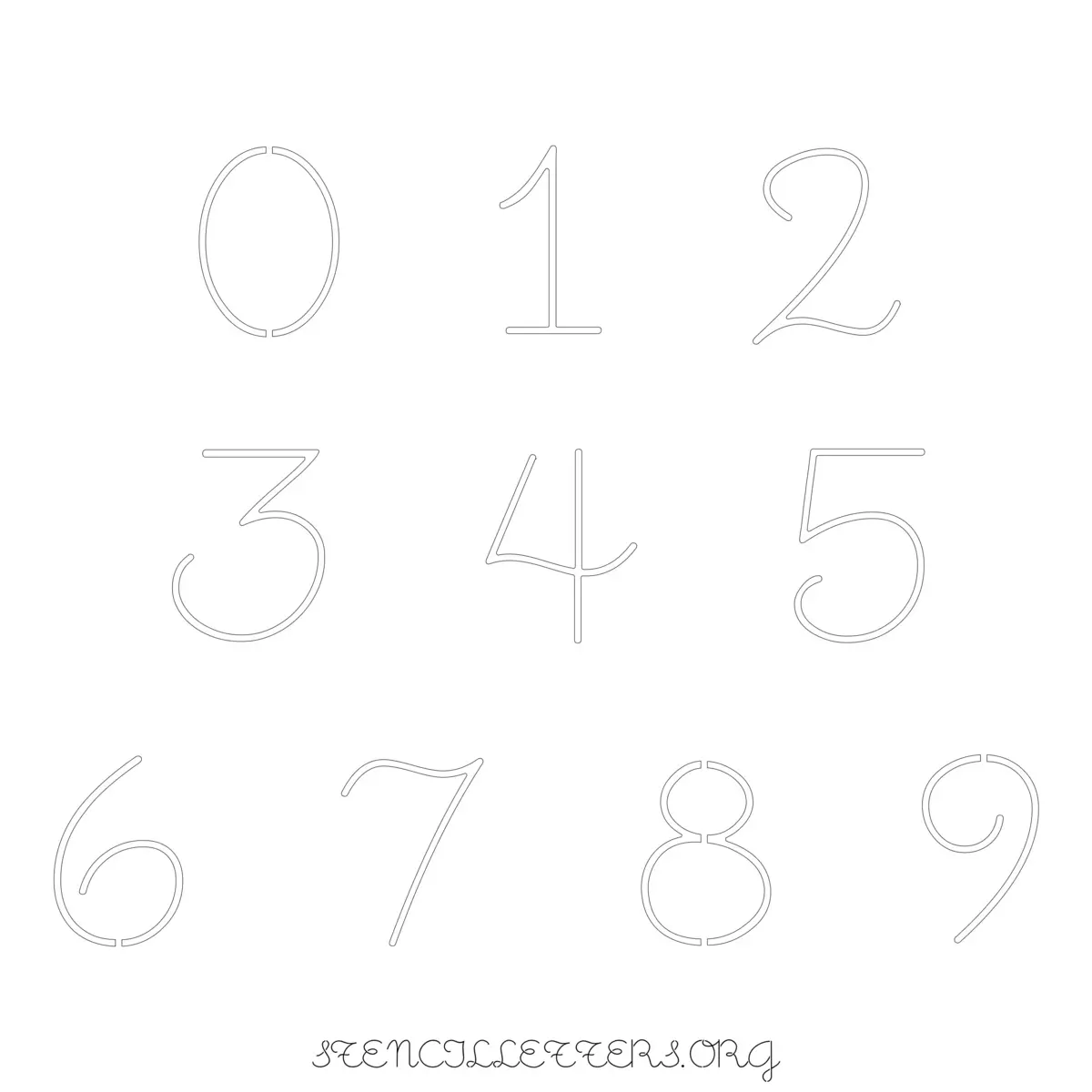 Free Printable Numbers Stencils Design Style 140 Cursive