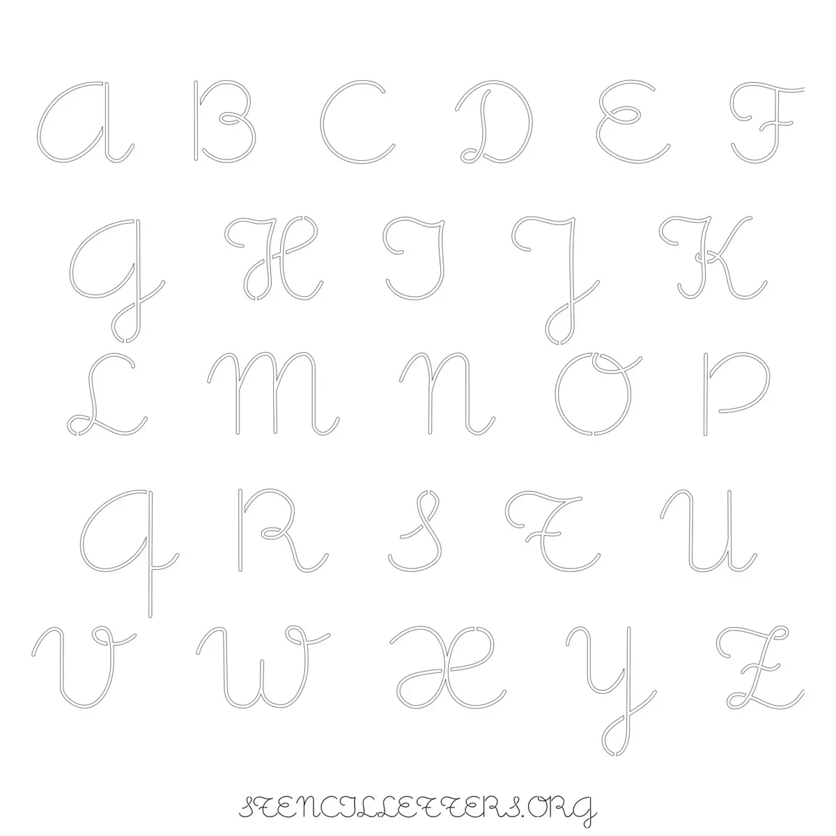 Free Printable Uppercase Letter Stencils Design Style 140 Cursive