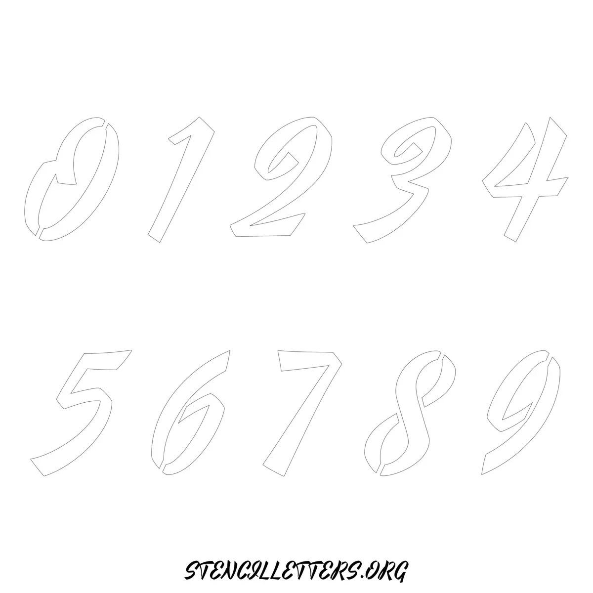 Free Printable Numbers Stencils Design Style 141 Cursive