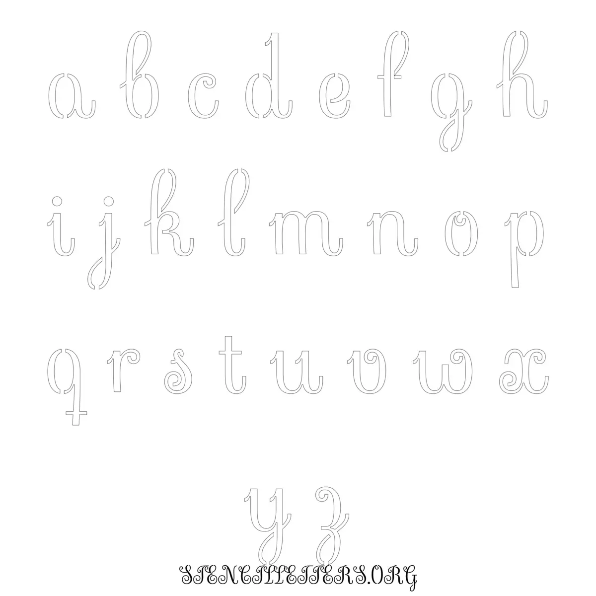 Free Printable Lowercase Letter Stencils Design Style 142 Cursive