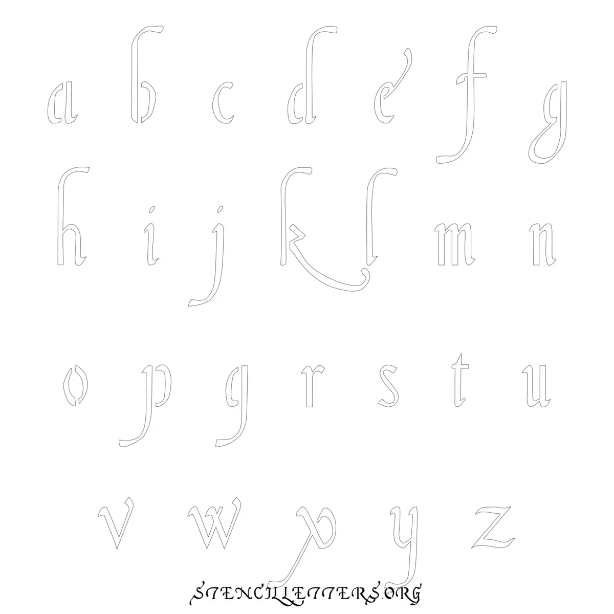 Free Printable Lowercase Letter Stencils Design Style 143 Cursive
