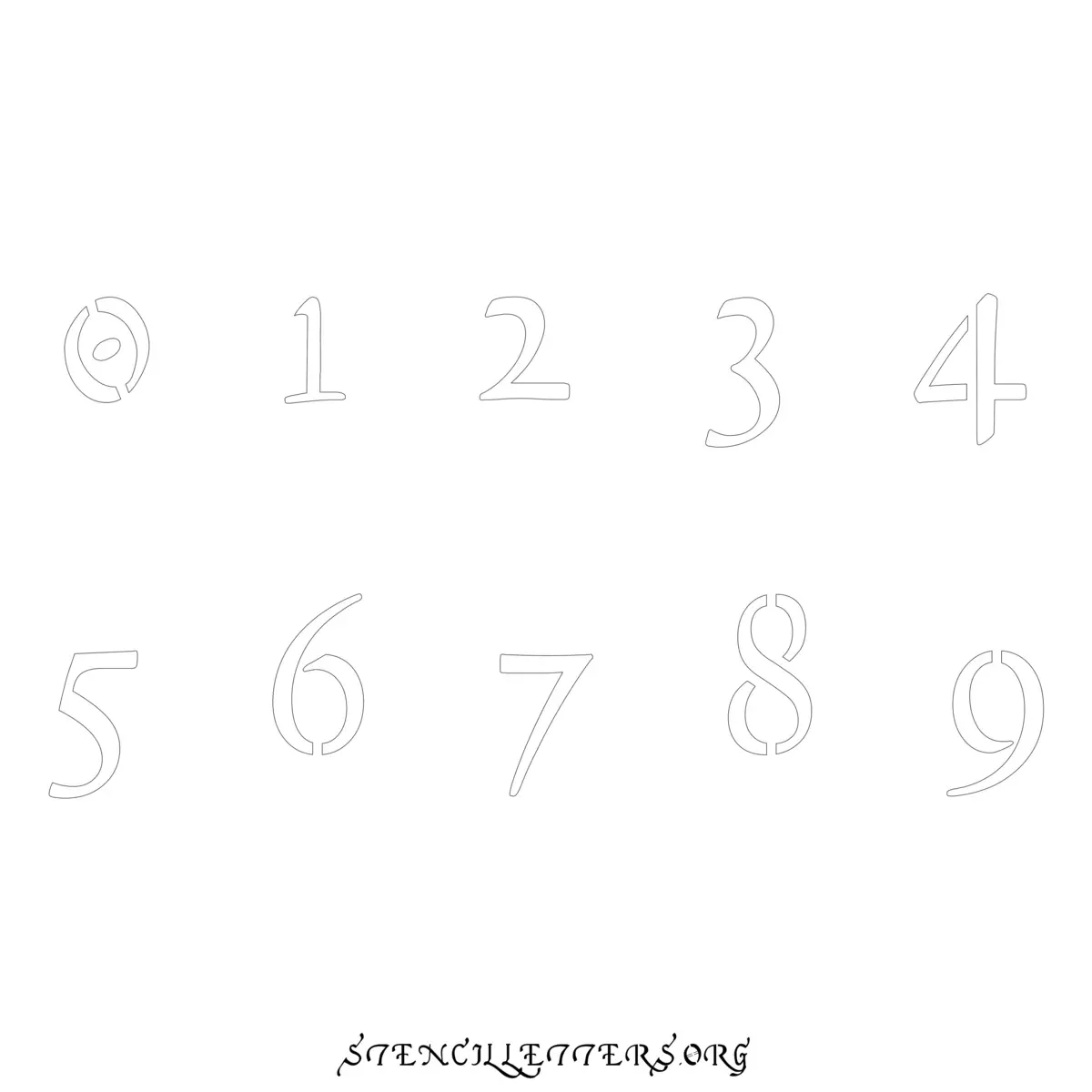 Free Printable Numbers Stencils Design Style 143 Cursive