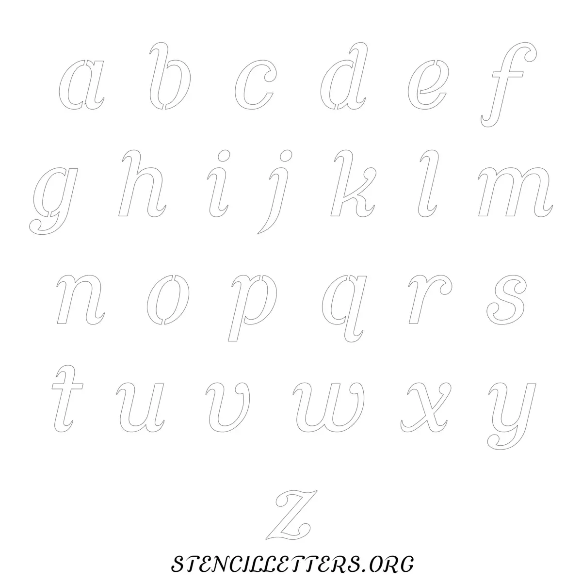 Free Printable Lowercase Letter Stencils Design Style 144 Cursive
