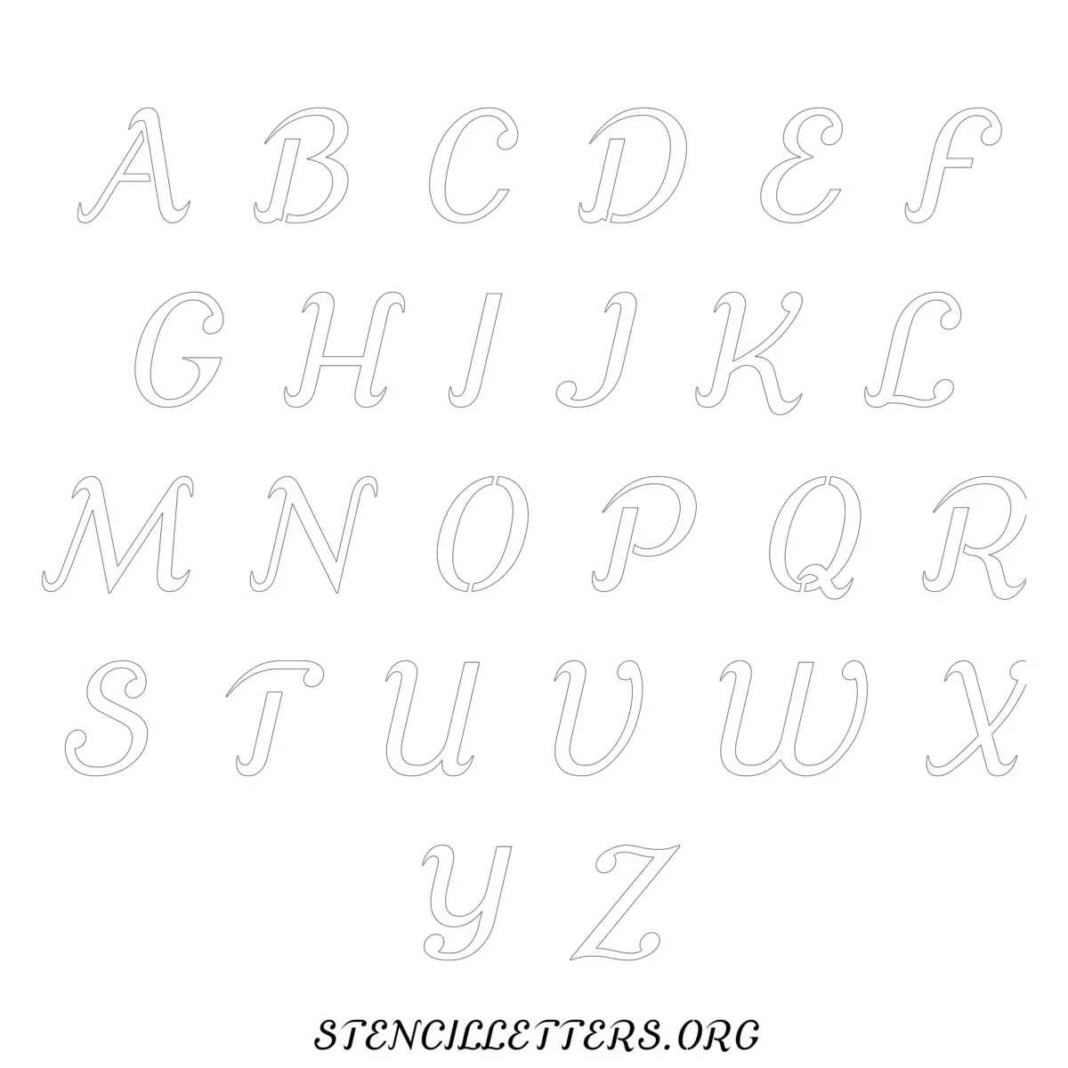 Free Printable Uppercase Letter Stencils Design Style 144 Cursive