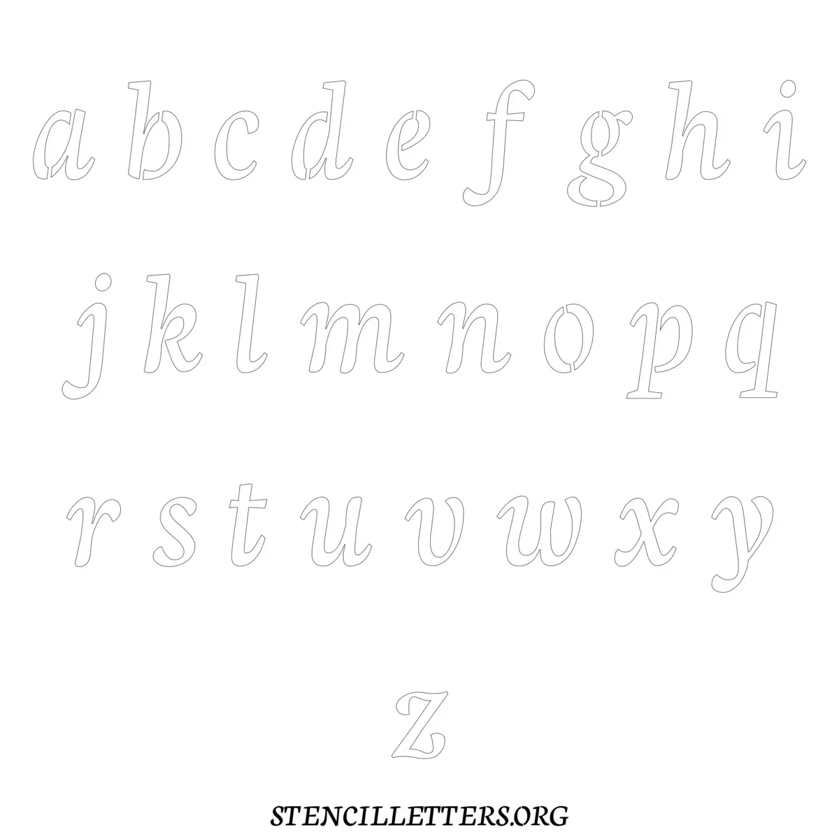 Free Printable Lowercase Letter Stencils Design Style 146 Cursive