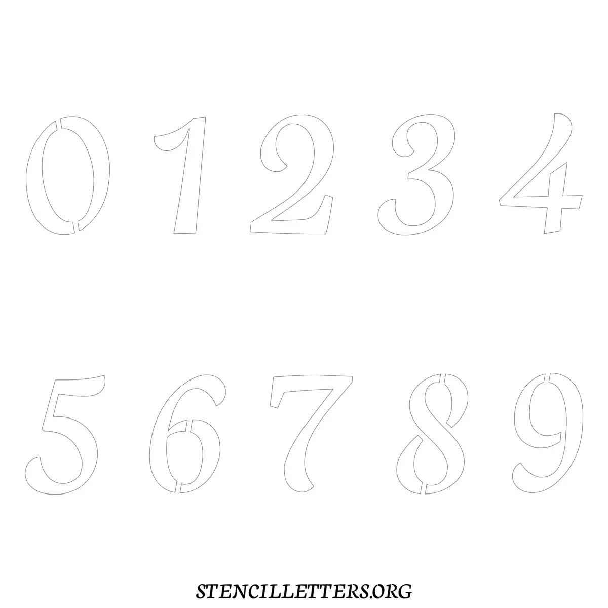 Free Printable Numbers Stencils Design Style 146 Cursive