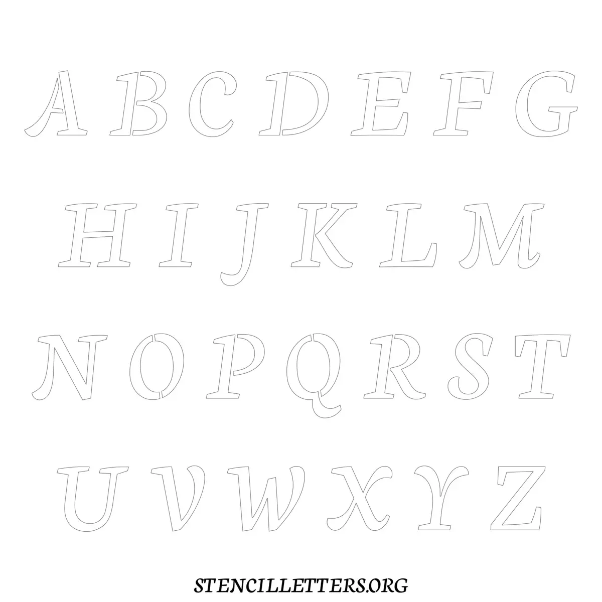 Free Printable Uppercase Letter Stencils Design Style 146 Cursive