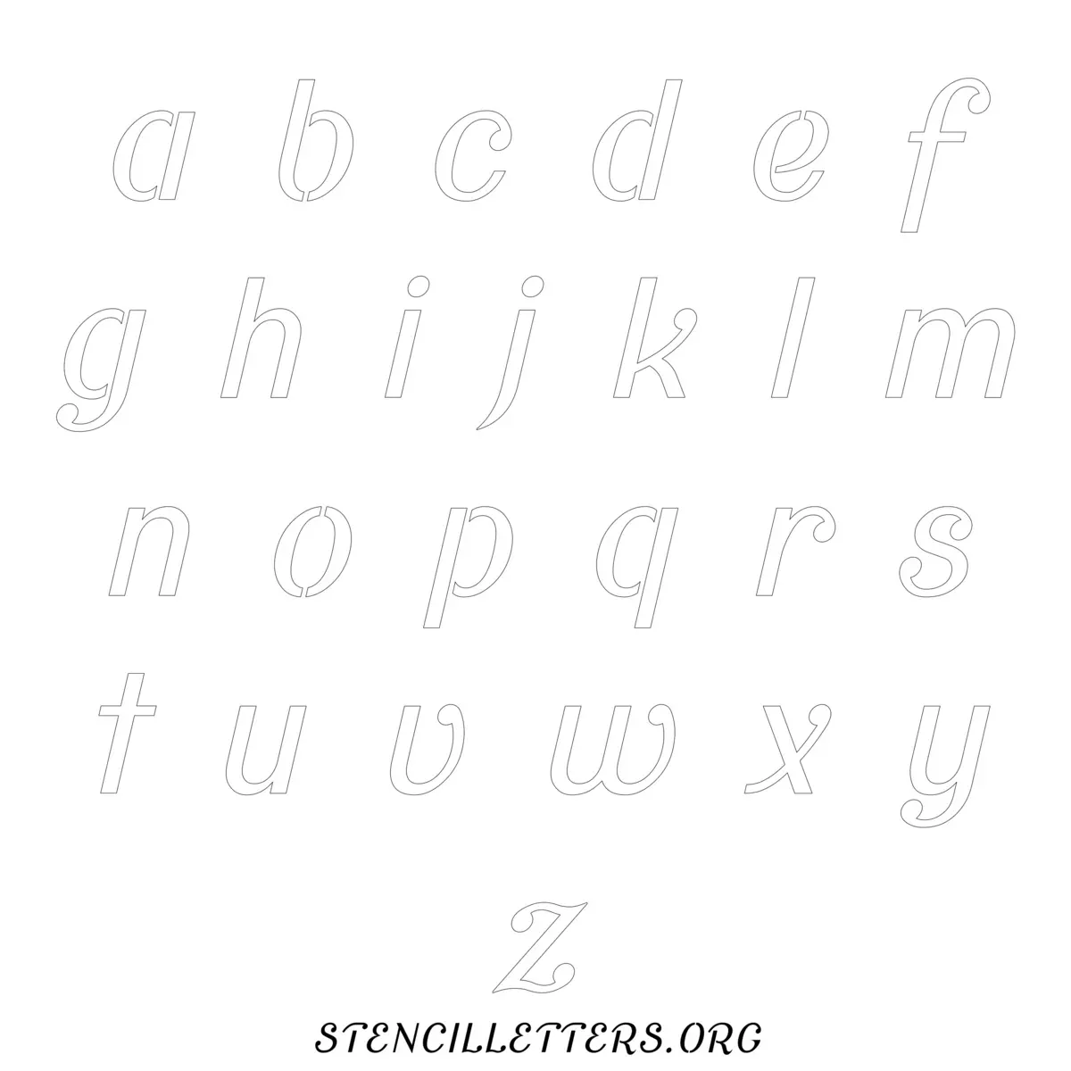 Free Printable Lowercase Letter Stencils Design Style 147 Cursive