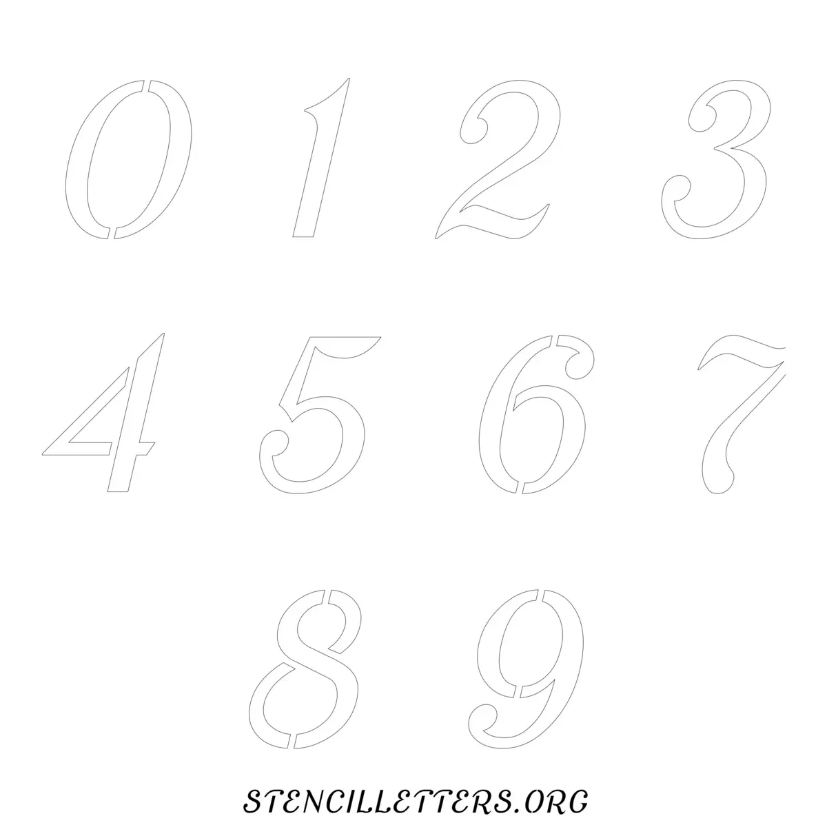 Free Printable Numbers Stencils Design Style 147 Cursive