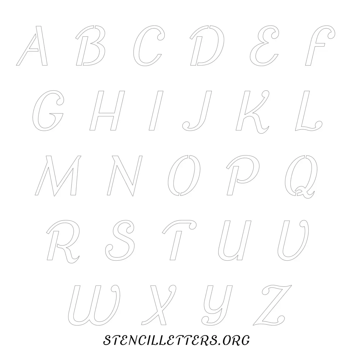 Free Printable Uppercase Letter Stencils Design Style 147 Cursive