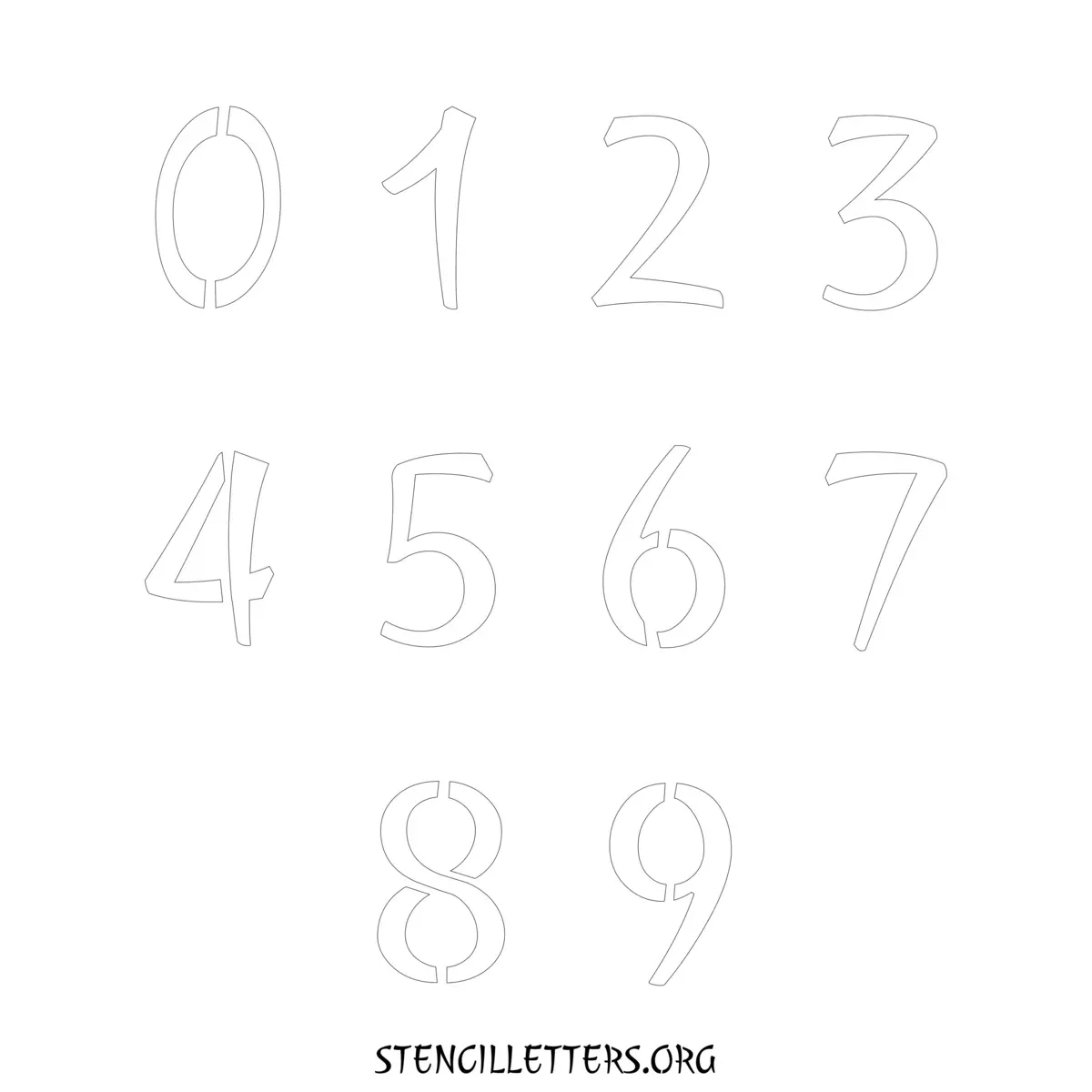Free Printable Numbers Stencils Design Style 148 Cursive