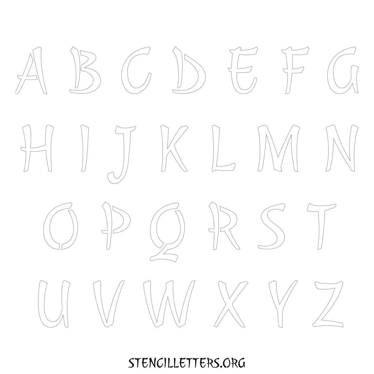 Free Printable Uppercase Letter Stencils Design Style 148 Cursive