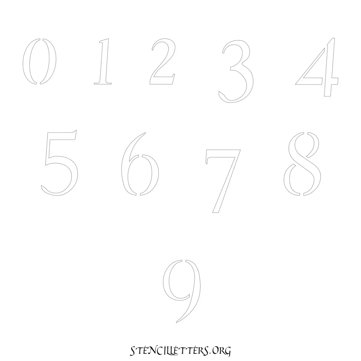 Free Printable Numbers Stencils Design Style 149 Cursive