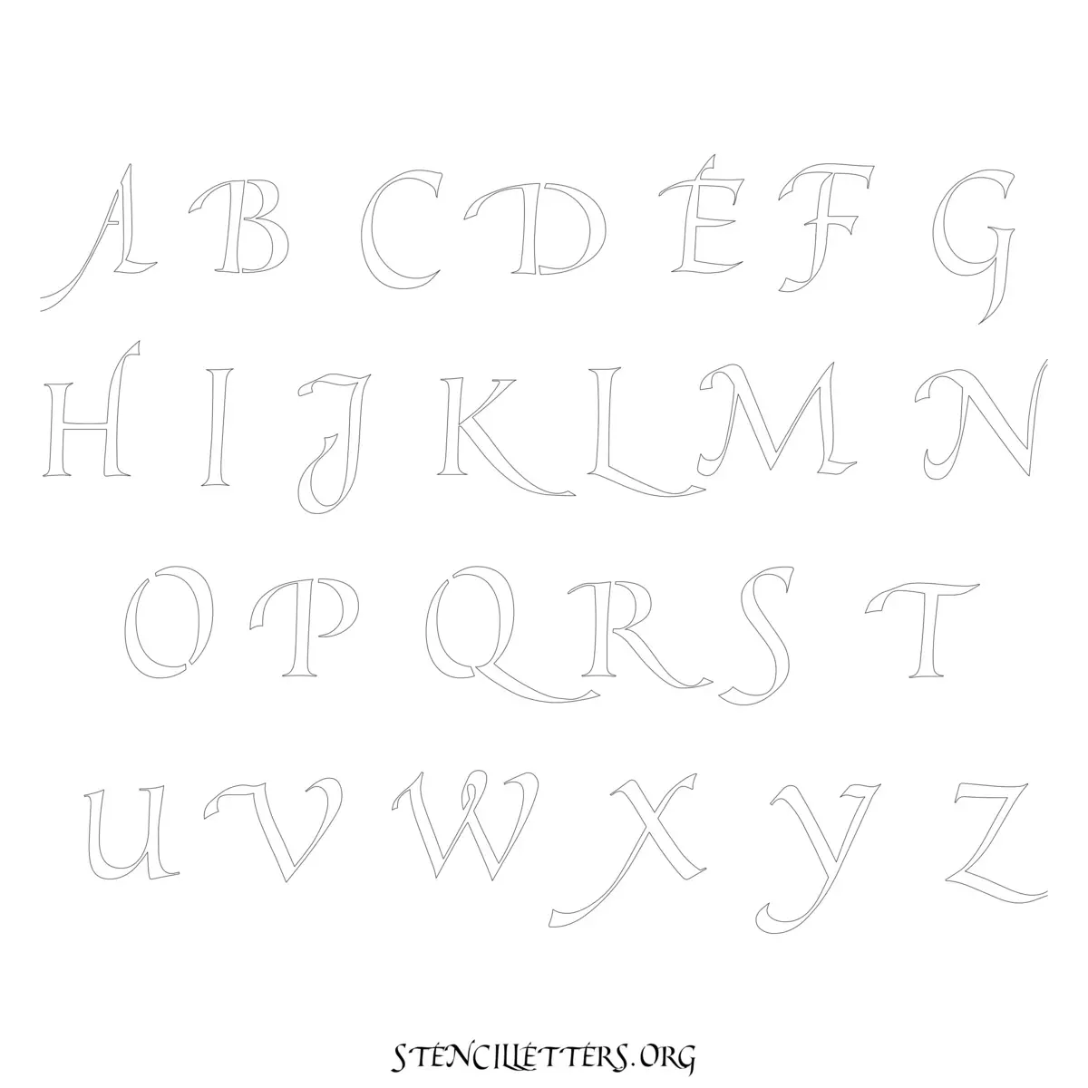 Free Printable Uppercase Letter Stencils Design Style 149 Cursive