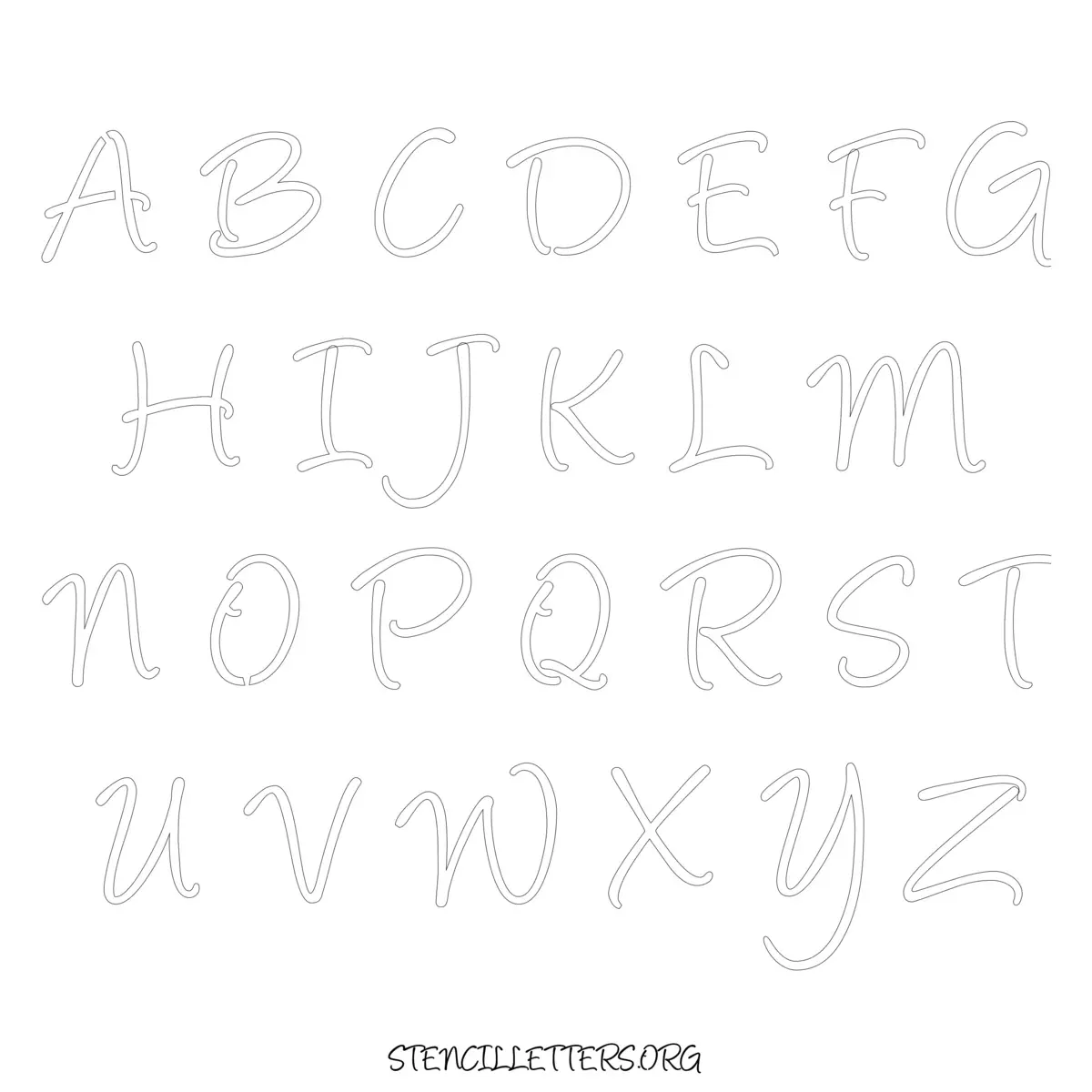 Free Printable Uppercase Letter Stencils Design Style 151 Cursive