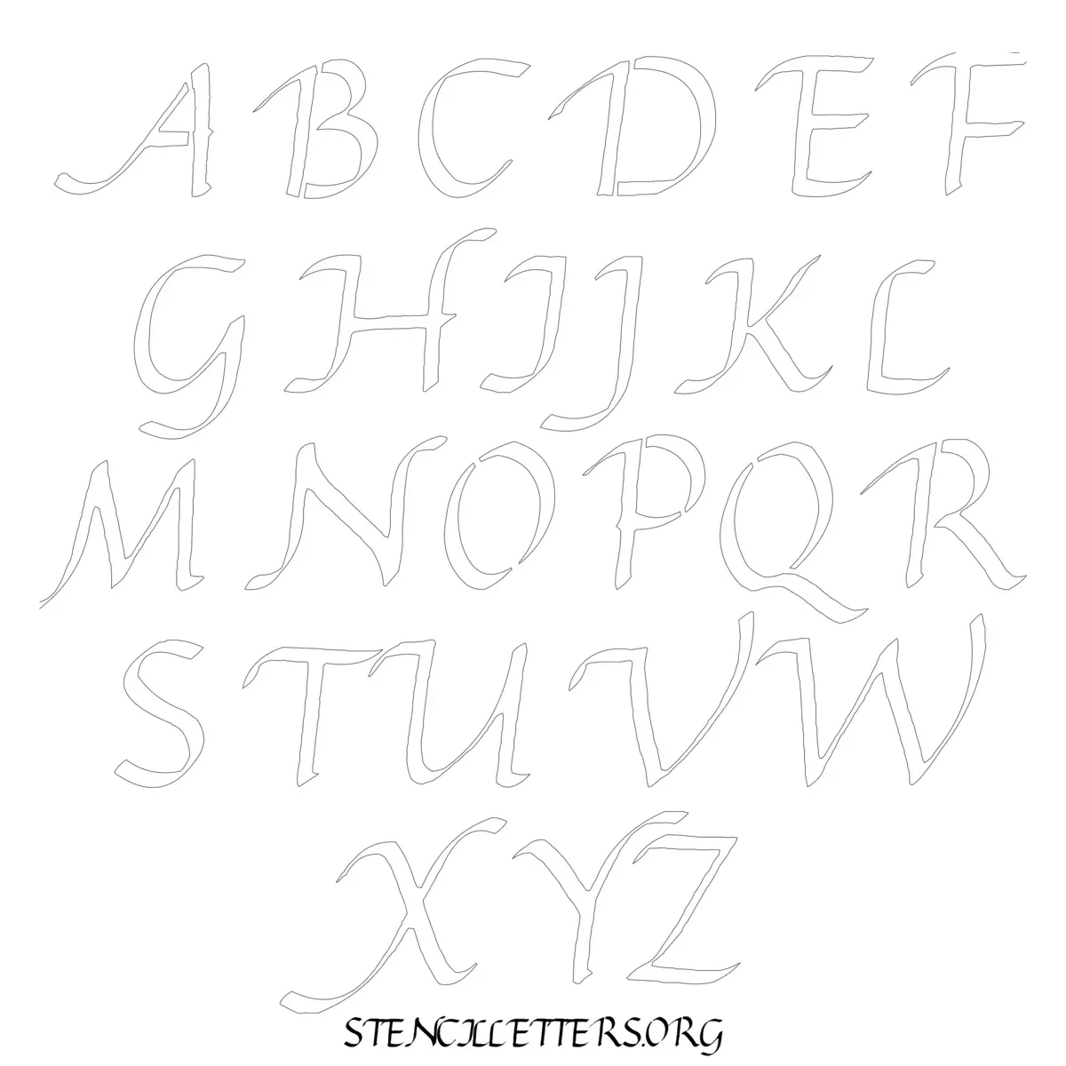 Free Printable Uppercase Letter Stencils Design Style 166 Calligraphy