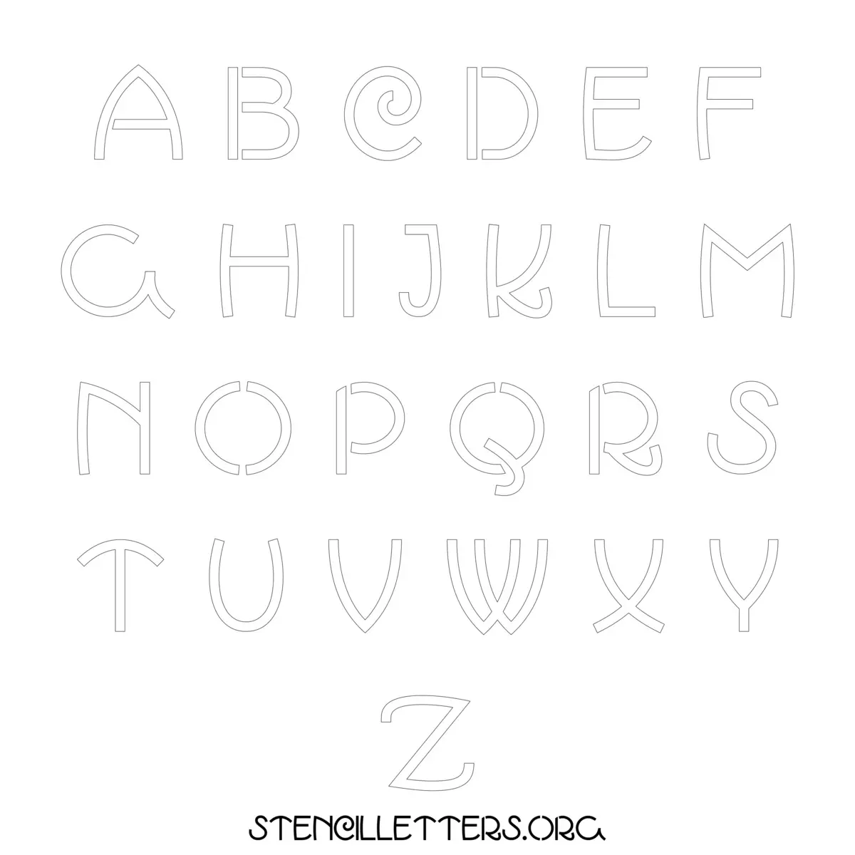 Free Printable Uppercase Letter Stencils Design Style 190 Italian