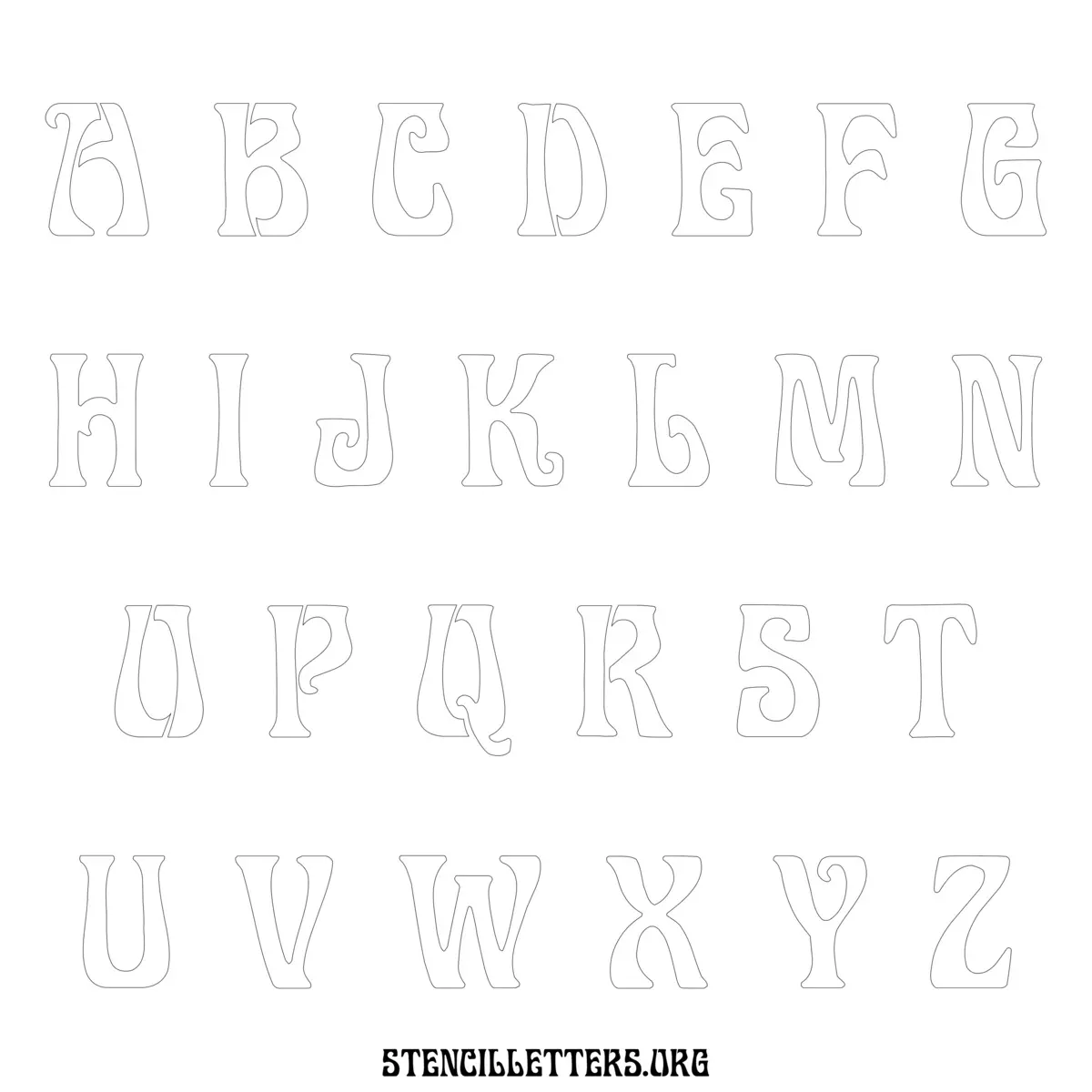 Free Printable Lowercase Letter Stencils Design Style 191 Art Nouveau