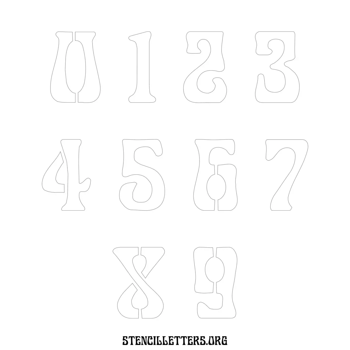 Free Printable Numbers Stencils Design Style 191 Art Nouveau