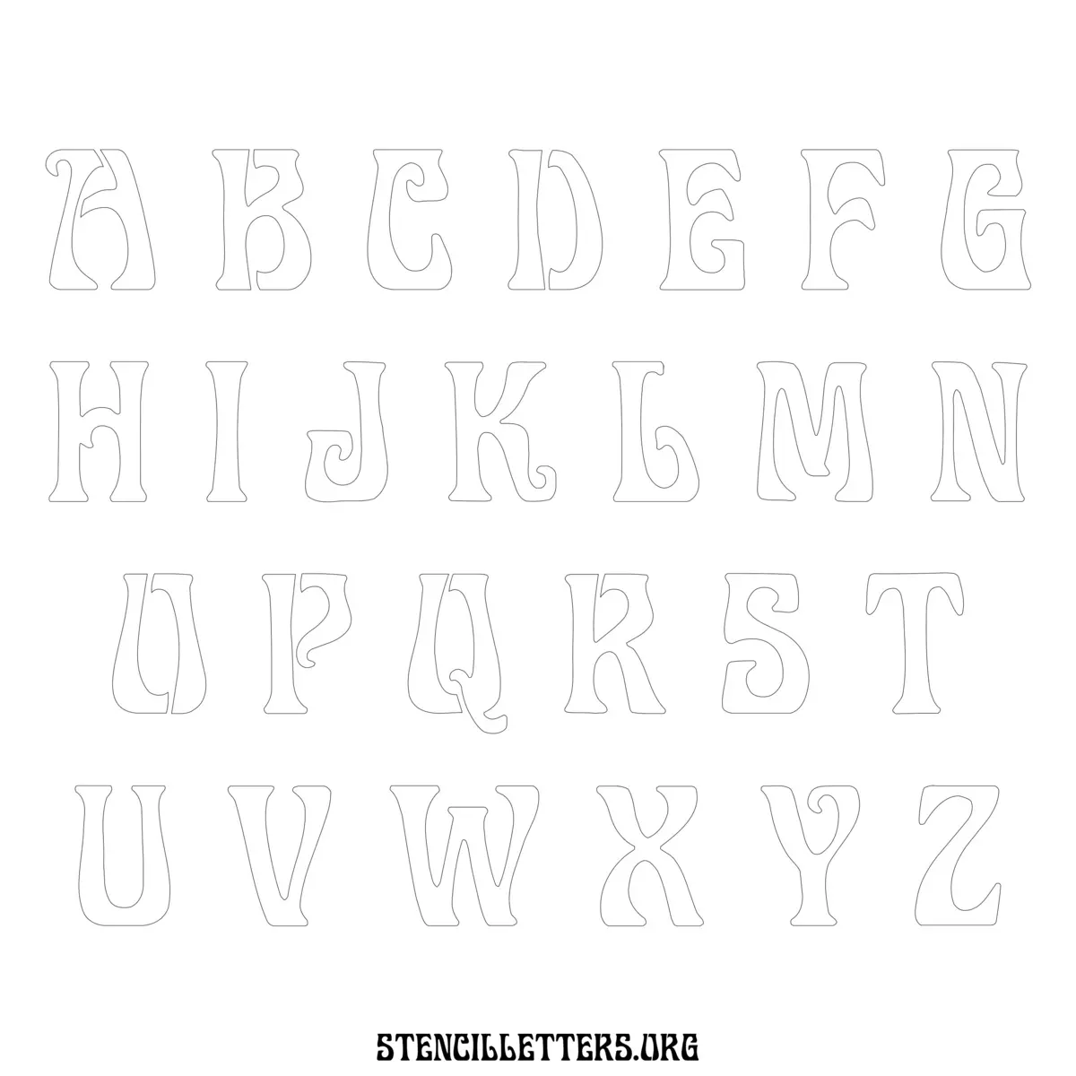 Free Printable Uppercase Letter Stencils Design Style 191 Art Nouveau