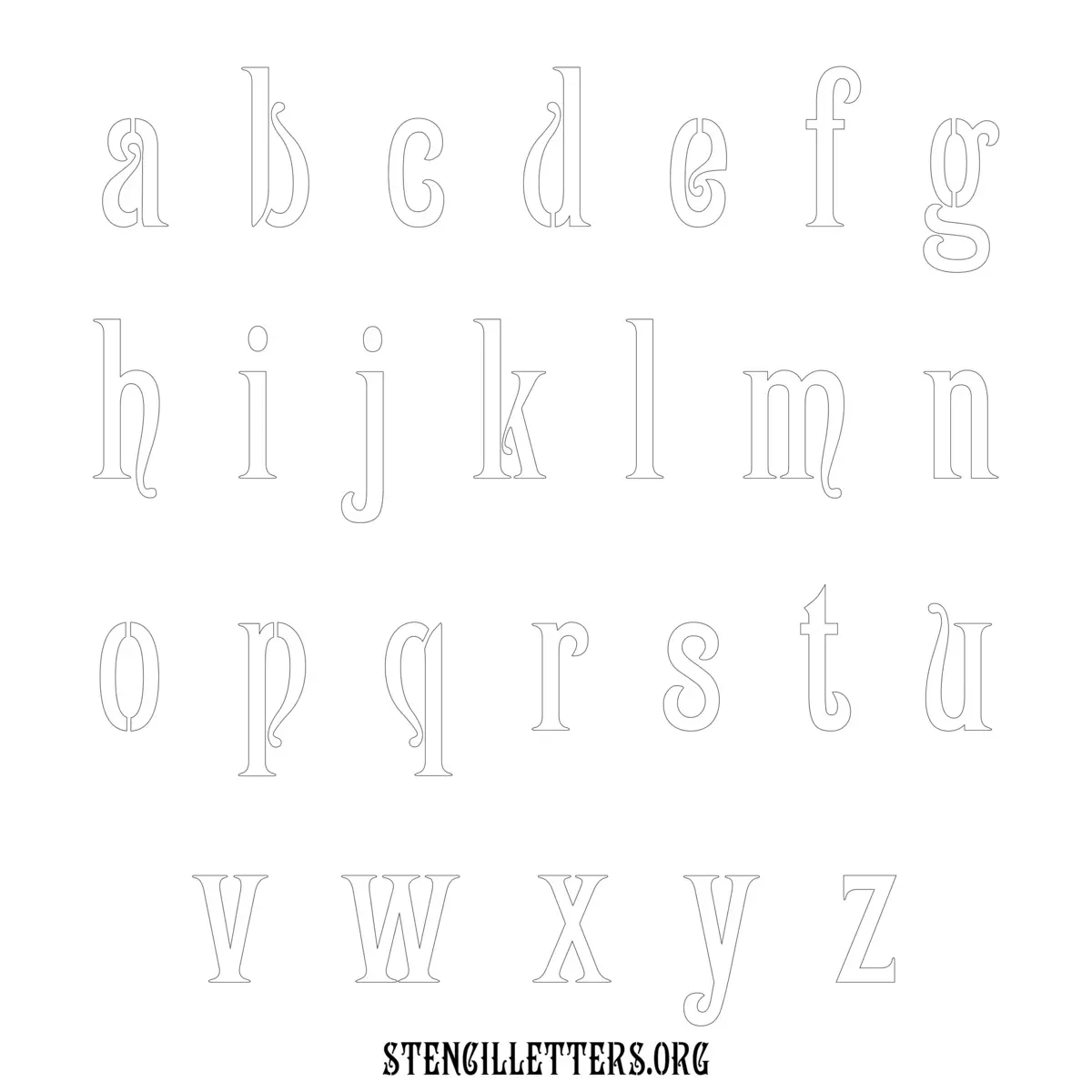 Free Printable Lowercase Letter Stencils Design Style 192 Art Nouveau