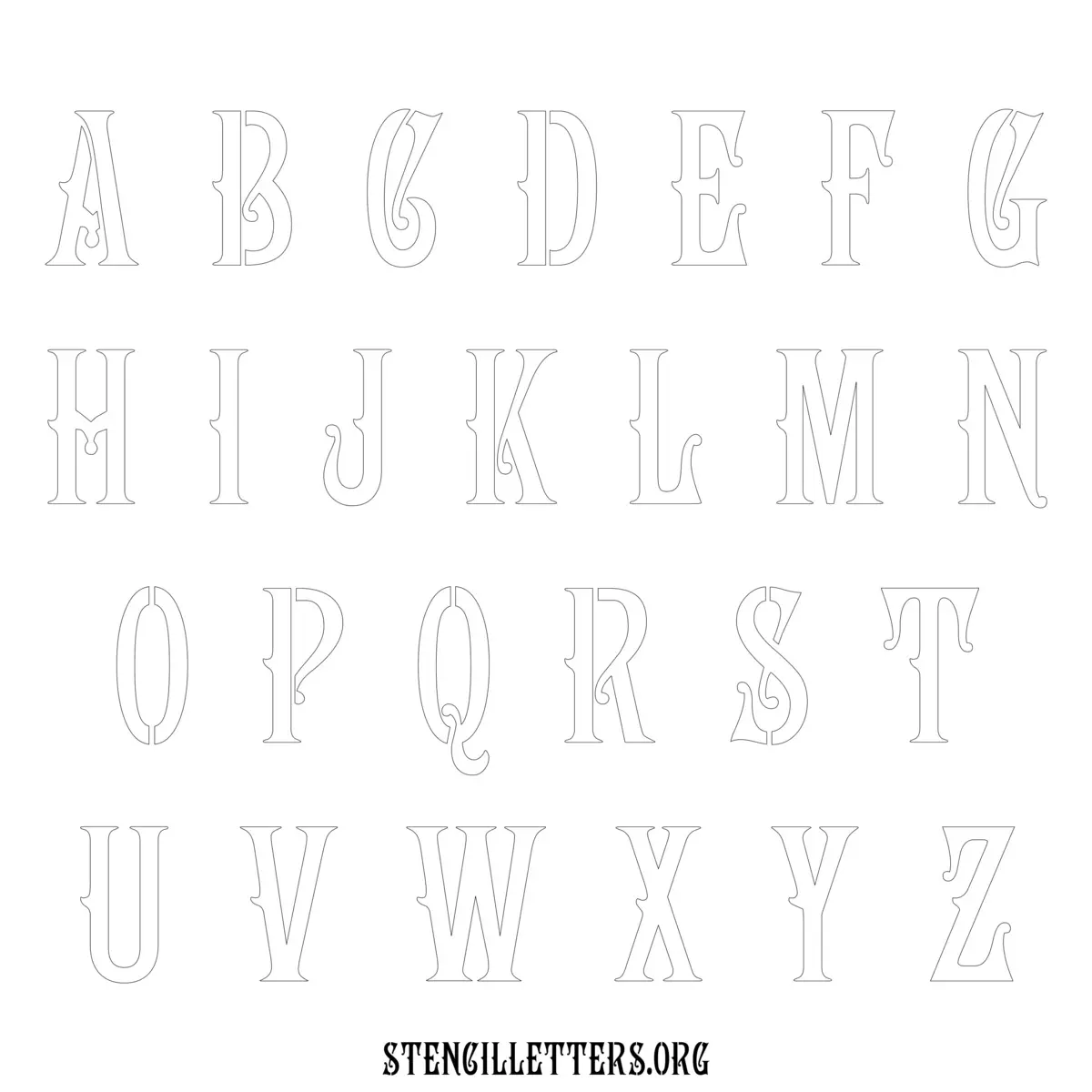 Free Printable Uppercase Letter Stencils Design Style 192 Art Nouveau