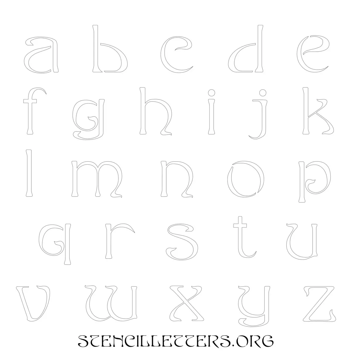 Free Printable Lowercase Letter Stencils Design Style 193 Art Nouveau