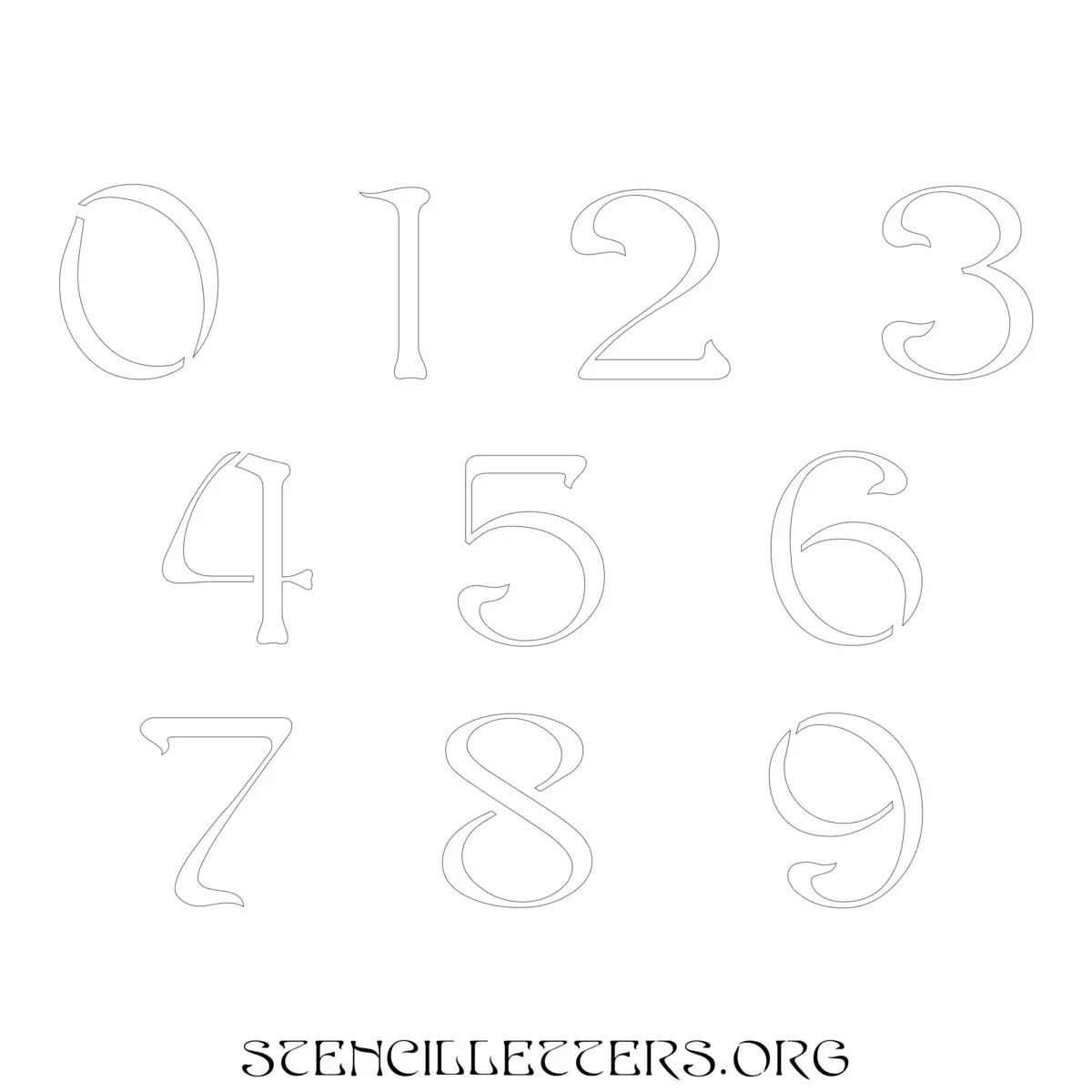 Free Printable Numbers Stencils Design Style 193 Art Nouveau