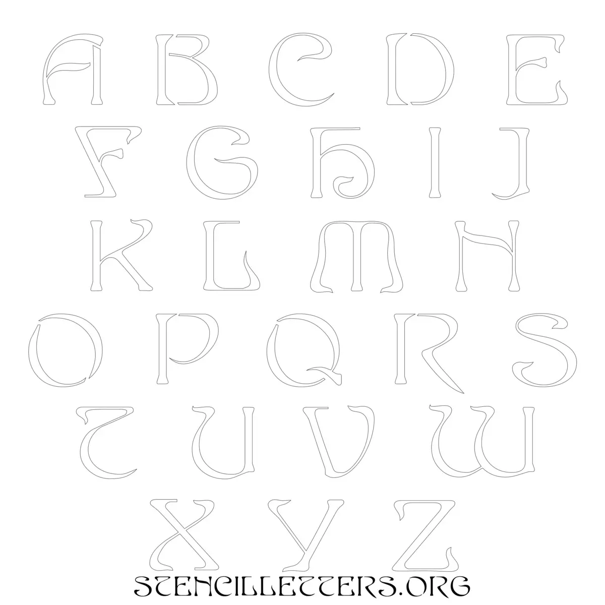 Free Printable Uppercase Letter Stencils Design Style 193 Art Nouveau