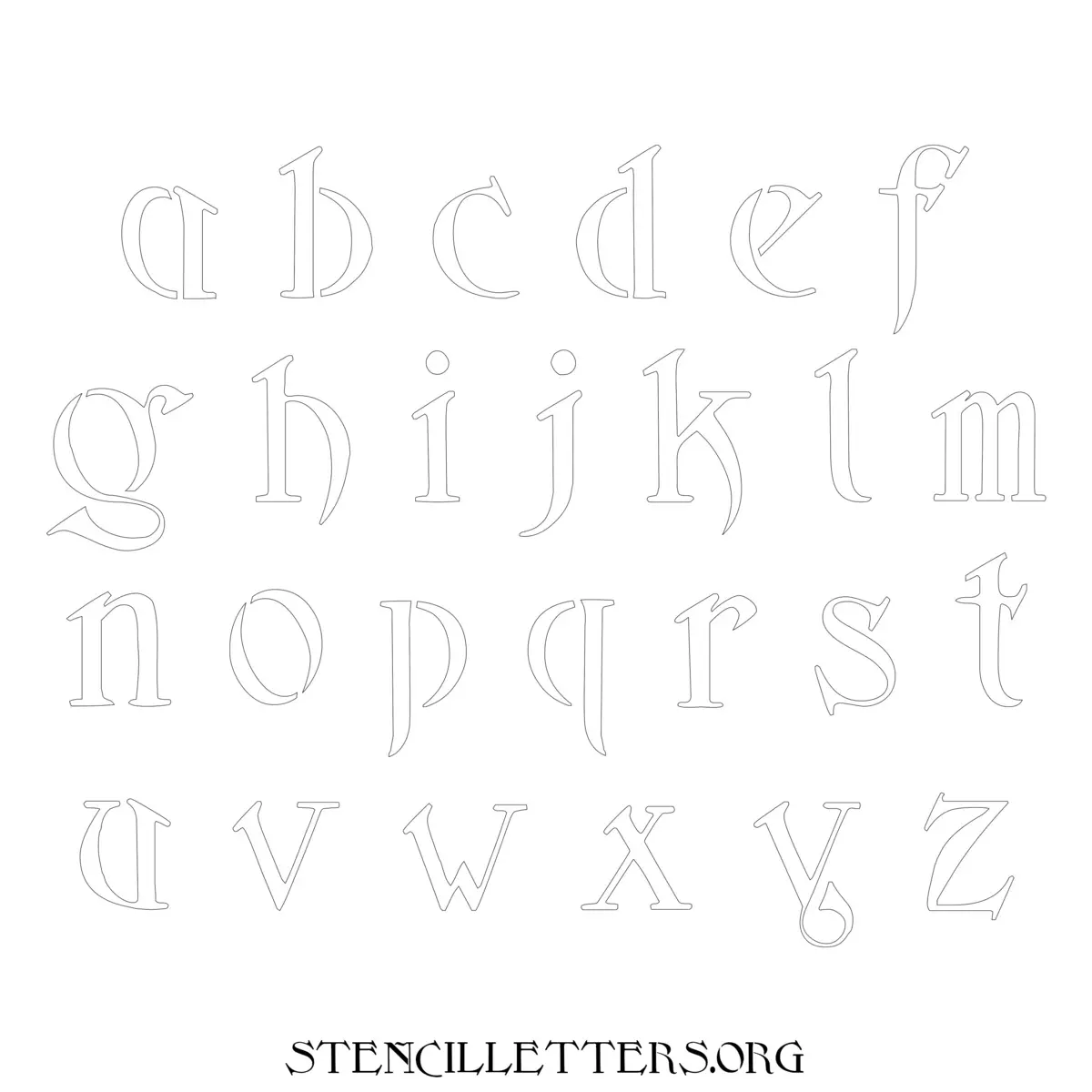 Free Printable Lowercase Letter Stencils Design Style 194 Art Nouveau