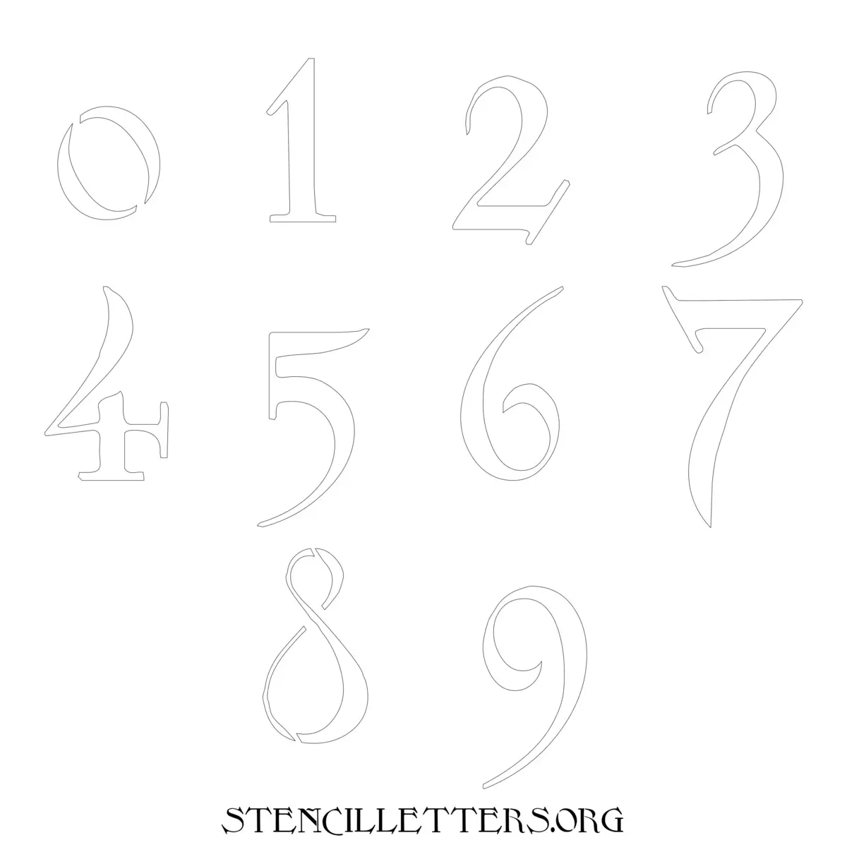 Free Printable Numbers Stencils Design Style 194 Art Nouveau
