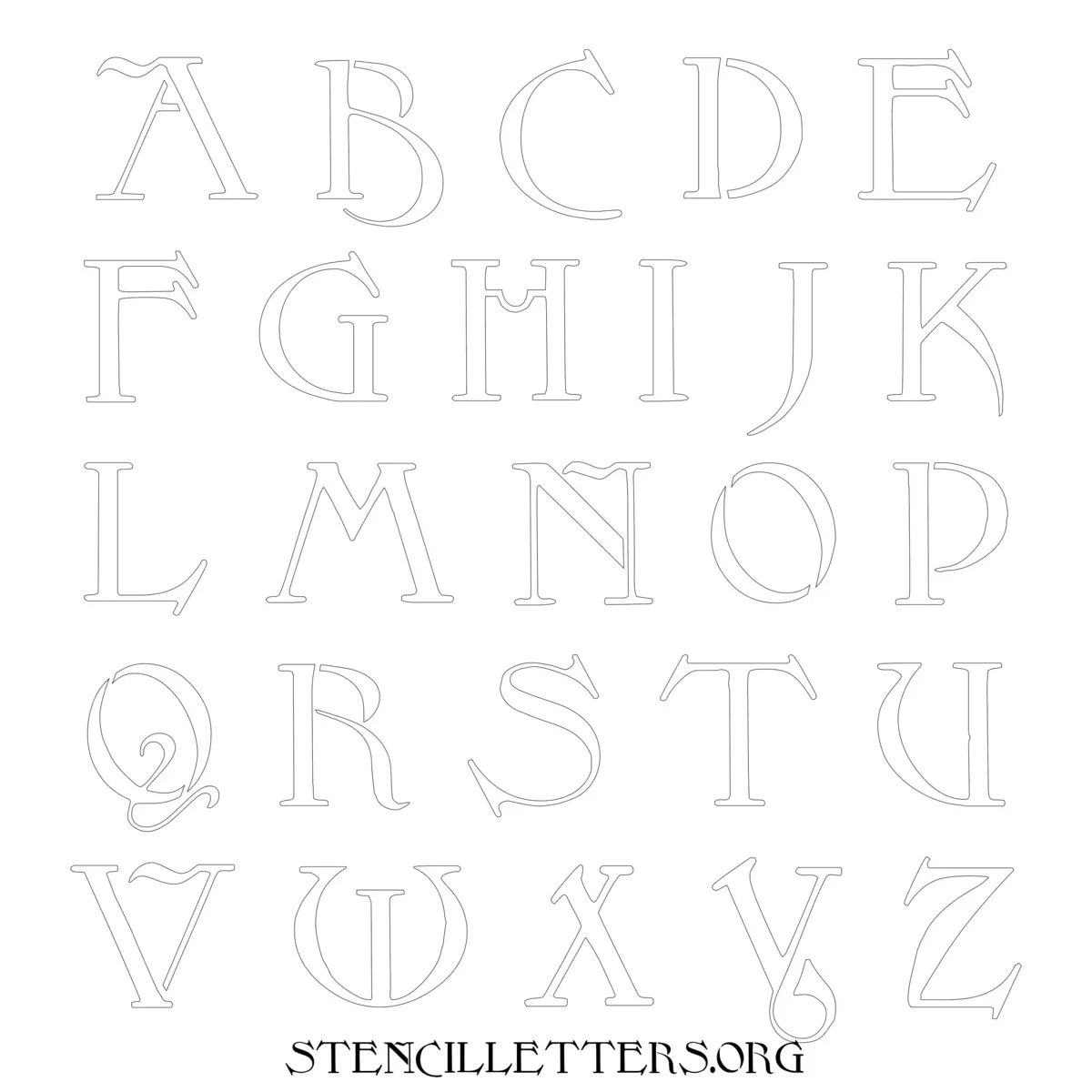 Free Printable Uppercase Letter Stencils Design Style 194 Art Nouveau