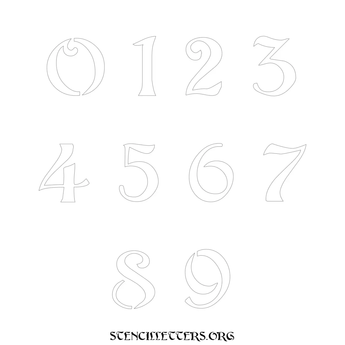 Free Printable Numbers Stencils Design Style 195 Art Nouveau