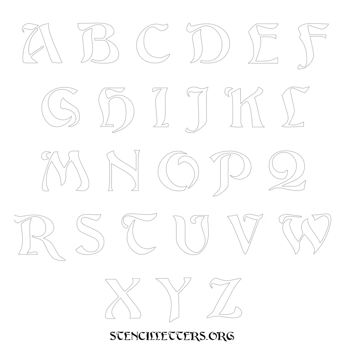 Free Printable Uppercase Letter Stencils Design Style 195 Art Nouveau