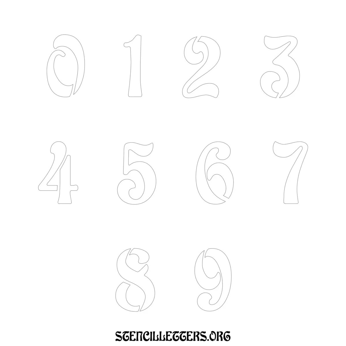 Free Printable Numbers Stencils Design Style 196 Art Nouveau