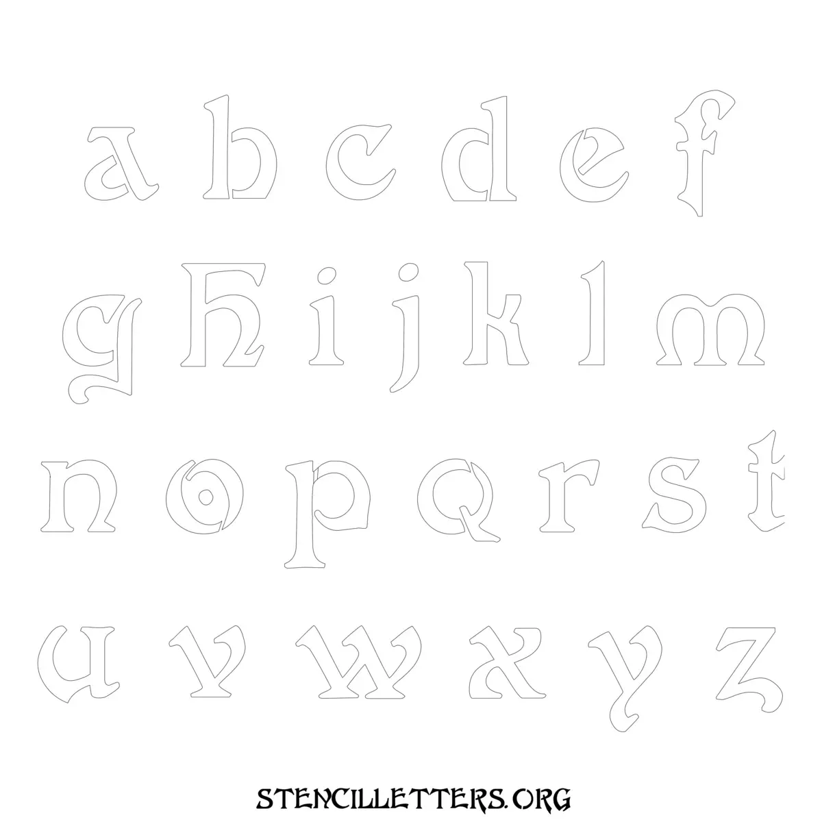 Free Printable Lowercase Letter Stencils Design Style 197 Art Nouveau