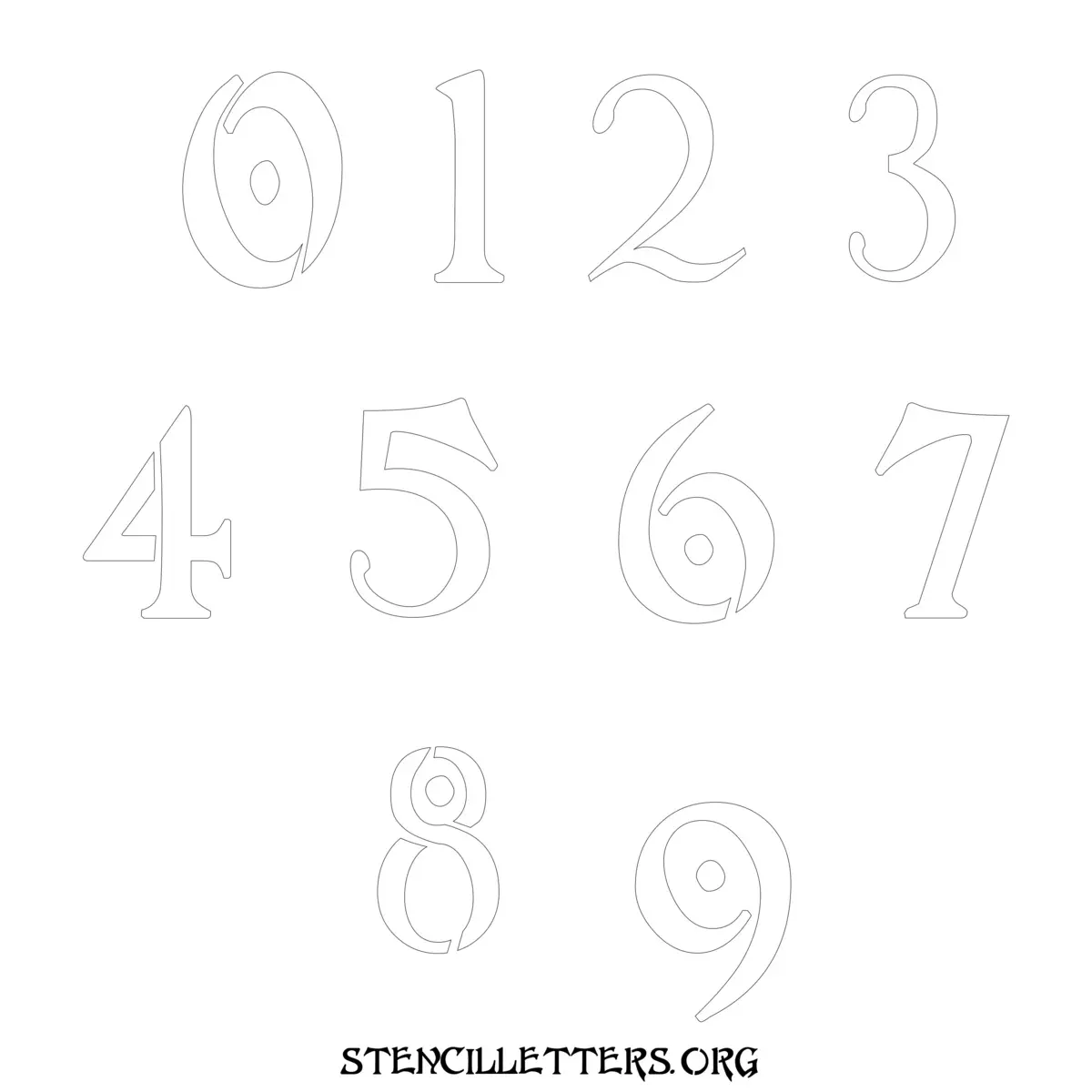 Free Printable Numbers Stencils Design Style 197 Art Nouveau
