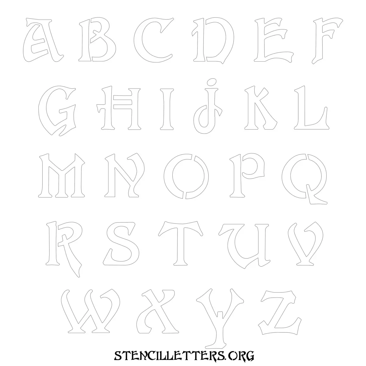 Free Printable Uppercase Letter Stencils Design Style 197 Art Nouveau