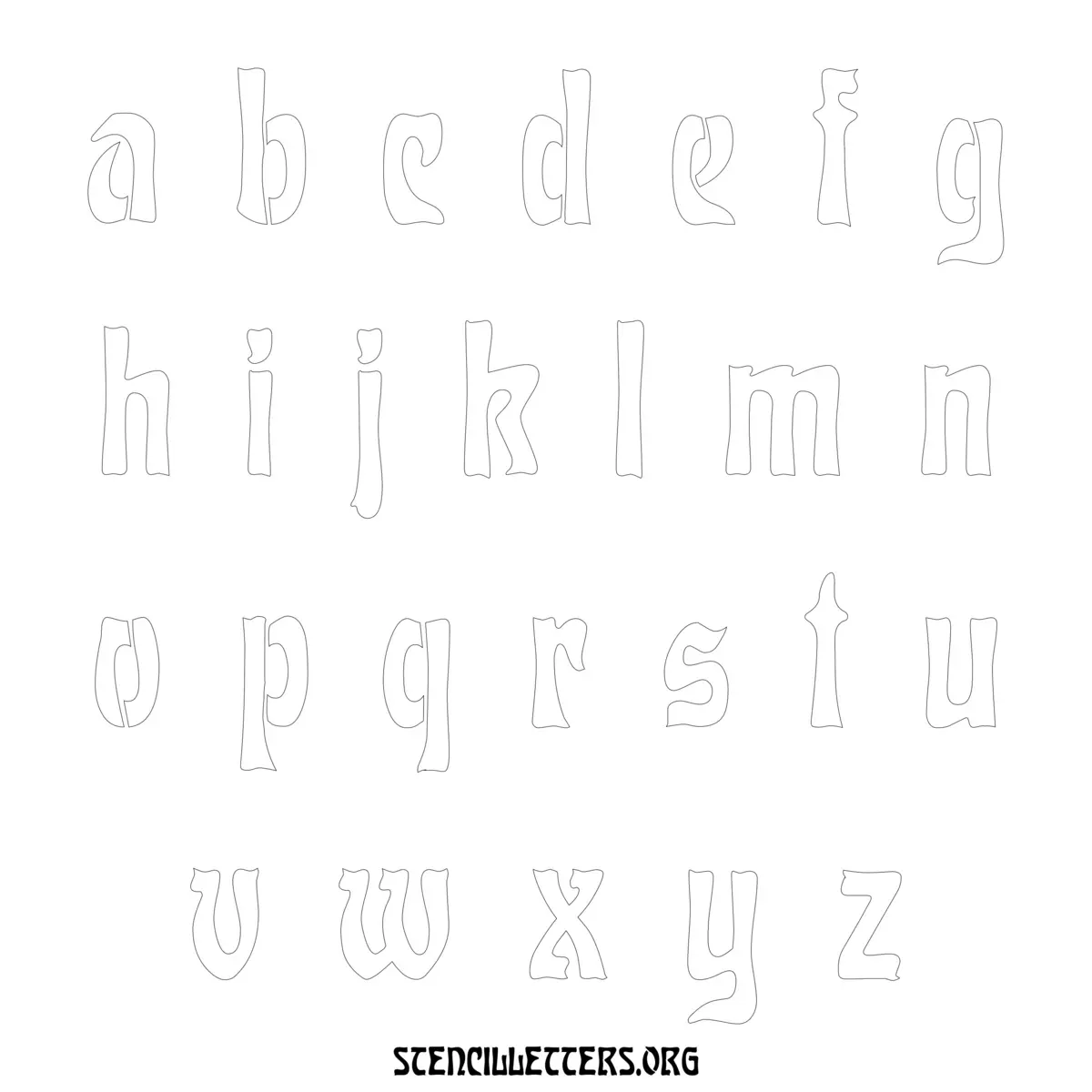 Free Printable Lowercase Letter Stencils Design Style 198 Art Nouveau
