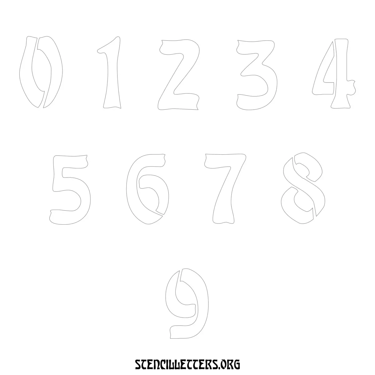 Free Printable Numbers Stencils Design Style 198 Art Nouveau