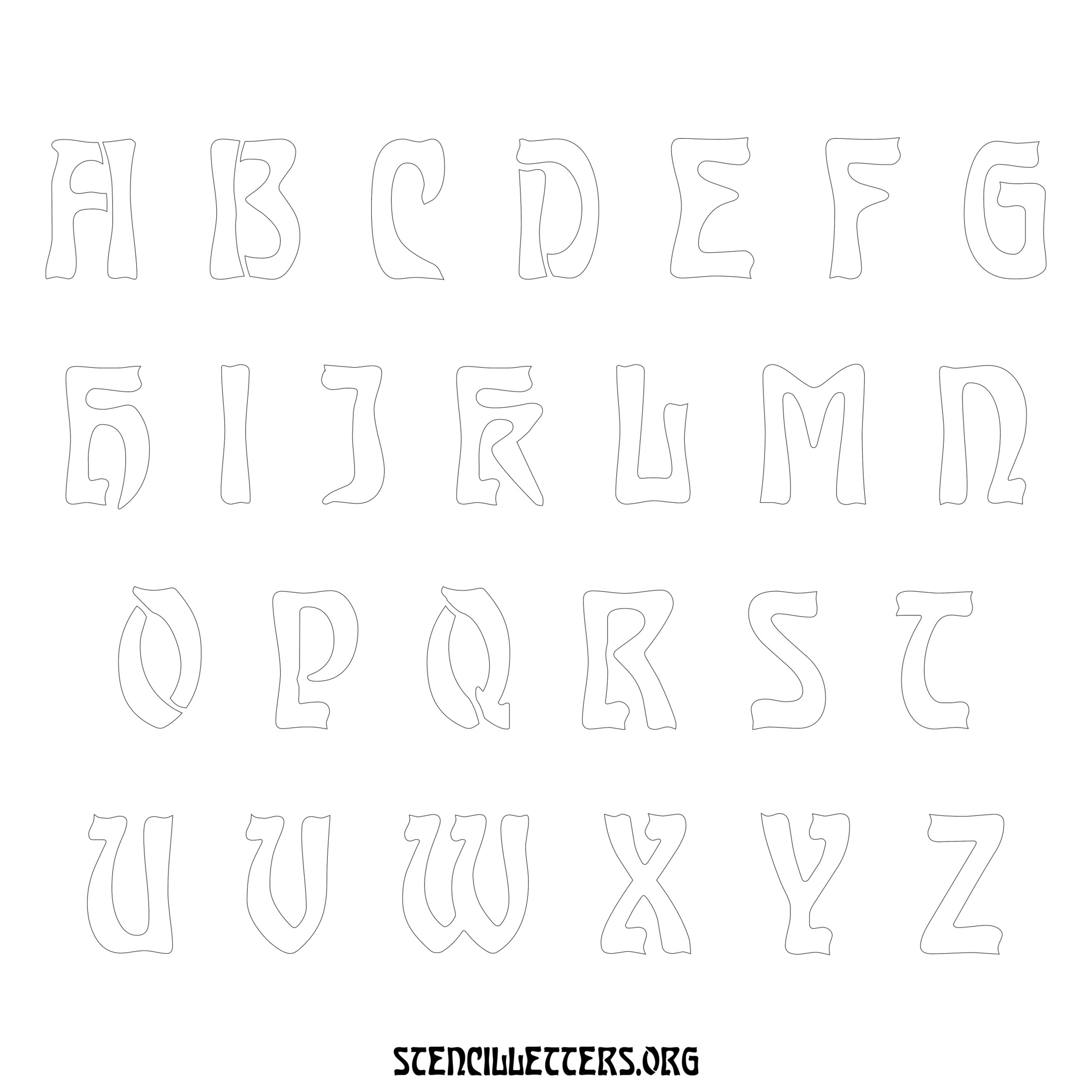 Free Printable Uppercase Letter Stencils Design Style 198 Art Nouveau ...